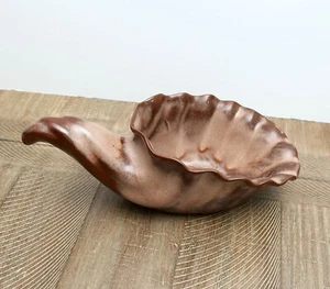 Vintage Frankoma Pottery Cornucopia or Horn of Plenty Bowl 222 Brown Satin - Picture 1 of 11