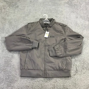 Members Only Jacket Mens Medium Moto Full Zip Cafe Racer Windbreaker Gray a45 - Picture 1 of 11