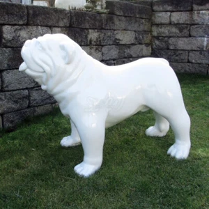 englische BULLDOGGE 93 cm WEIß Garten Deko Tier Figur HUND Skulptur DOG Hunde - Bild 1 von 6