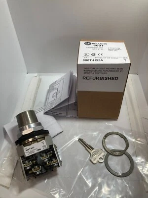 ALLEN BRADLEY 800T-H33A SELECTOR DE LLAVES 2 POSICIONES PRINCIPAL. LLAVE REM. DE AMBOS 1NO/1NC SE T Foto 1 de 4