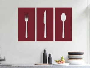 Cutlery kitchen wall art | Kitchen wall decal | Knife fork spoon wall sticker - Picture 1 of 8