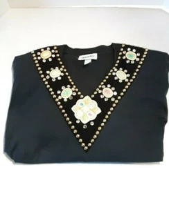 Vintage Gepetto Top With Beaded Embroidery Neckline - Picture 1 of 12