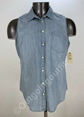 NEW St. John's Bay Classic Shirt Blue Top Women's Sleeveless Size XL - Image 1 of 4