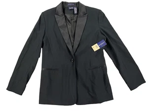 Hillard & Hanson Blazer Womens Size 10 Stretch Black Suit Jacket Sport Coat VTG - Picture 1 of 6