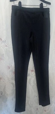 DKNY Womens Size Small Pants Relax Leather Trim Black Elastane Waist - Image 1 of 4