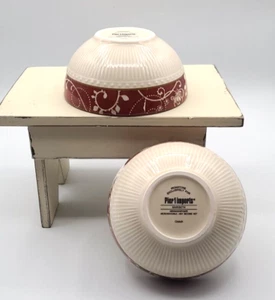 Pier 1 One Maribeth Ironstone 6" Cereal or Soup Bowls Red Floral Set of 2 - Picture 1 of 2