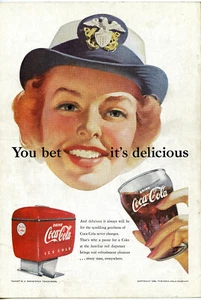 Original You Bet It's Delicious Coca Cola 1952 Vintage Werbung Pretty WAVE - Bild 1 von 6