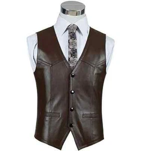 Herren Lederweste Mantel Echt Lammfell Blazer Anzugweste Mantel - 526 - Bild 1 von 12
