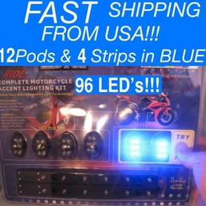 16 Pc Blue 96 LED Lighting POD kit UNDER GLOW GOLF CART NEON 12V - Picture 1 of 5