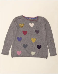 WHITE STUFF Womens Boat Neck Jumper Sweater UK 14 Medium Grey Cotton Heart CV01 - Picture 1 of 3