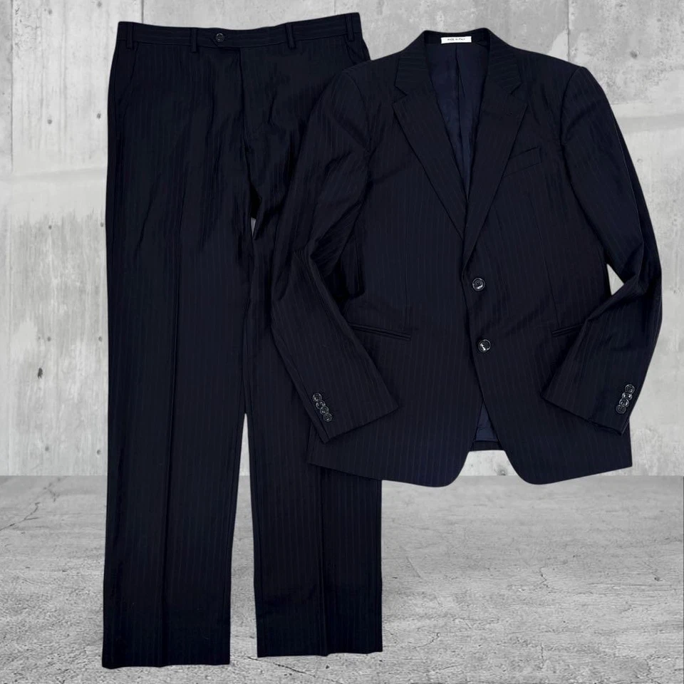 Conjunto de traje para hombre ARMANI, chaqueta, azul marino oscuro, rayas, talla M 100 % lana U7416 Foto 1 de 4