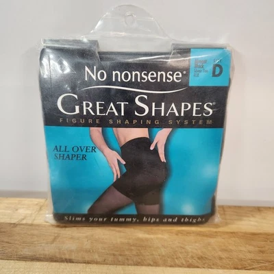 No Nonsense Great Shapes Shaping Pantyhose Sheer Toe Almost Black Size D - Image 1 of 4
