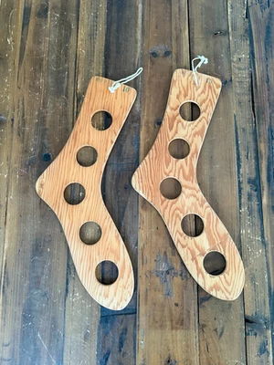 Vintage Pair Wood Sock Stocking Foot Stretcher Mold Size 10 - Image 1 of 4