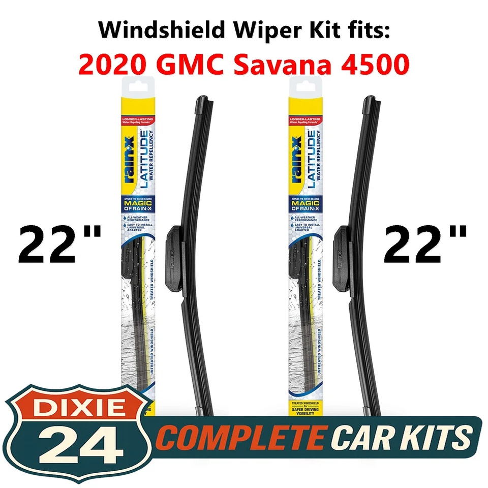 Rain-X Latitude 2-n-1 Wiper Kit fits: 2020 GMC Savana 4500 (22" & 22") - Imagem 1 de 4