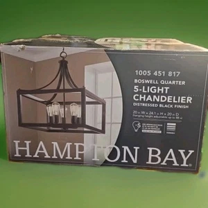 Boswell Quarter Five Light Chandelier Distressed Black Finish 20"Wx24.1"Hx20"D - Picture 1 of 12