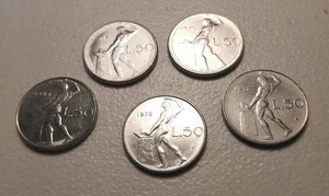 Italy 50 Lire x5 Coins 1973 to 1983 - Picture 1 of 2