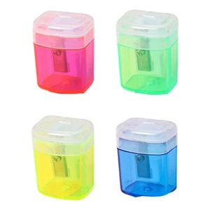 Single Hole Clear Top Sharpener Childproof Plan 4 Dyes Plastic Metal Building - Picture 1 of 8