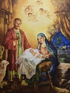THE STORY THAT NEVER GROWS OLD Birth of Jesus Magazine Illustration 1957 - Picture 1 of 4