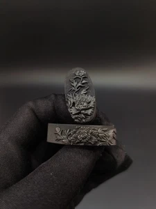 Japanischer Typ große Größe Pfingstrose Muster Fuchi & Kashira für Wakziashi, Y156 - Bild 1 von 13