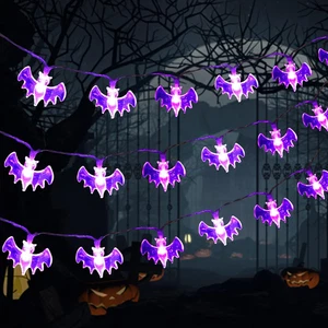 Halloween Fledermaus Lichterkette,Lila Lichter Für Halloween Deko Innen-Und Auße - Bild 1 von 12