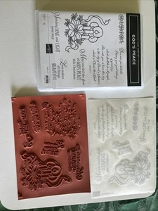 Stampin’ Up! GOD’s PEACE Stamp Set Phrases Christmas Candles Poinsettia NEW - Picture 1 of 5