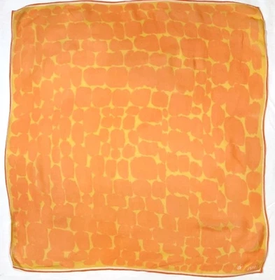 Bufanda de seda Vera Ladybug abstracta geométrica naranja transparente amarilla vintage años 60 Foto 1 de 4