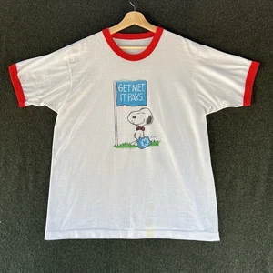 Vintage 70s Snoopy Peanuts T-Shirt 1958 Licensed Ringer Single Stitch - Picture 1 of 10