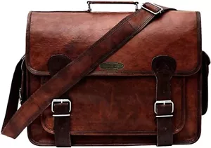 Handmade Vintage Genuine Leather Messenger Office Briefcase Satchel Shoulder Bag - Picture 1 of 8