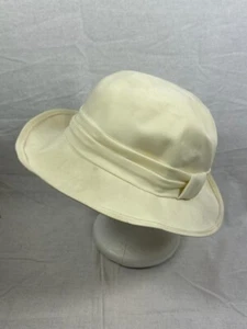 MARIDA WOMEN'S CREAM 100% POLYSTER BRIM CHURCH/BRIDAL HAT UK ONE SIZE HT007 - Picture 1 of 6