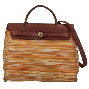 HERMES HerbagPM Vibrato / Calfskin Tote Bag Maron / multicolor USED - Picture 1 of 9