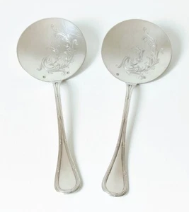 A Pair Of Antique 800 Solid Silver Serving Spoons Belgium c.1890 Hallmarked - Picture 1 of 6