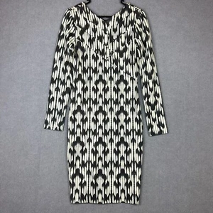 Talulah Dress Womens Large Black White Geometric Rayon Blend Slimming Stretch - Picture 1 of 7