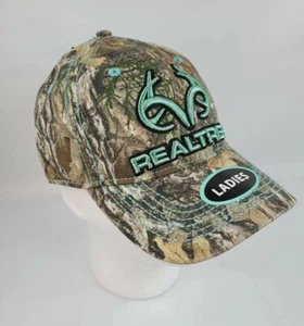 Realtree Ladies Cap Camouflage Adjustable Hat ~ Teal Green Raised Logo~one Size - Picture 1 of 7