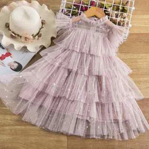 New Girls Clothing Summer Floral Mesh Dress Baby Girl Casual Clothes - Picture 1 of 26