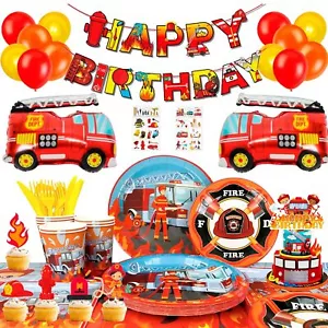 Fire Truck Birthday Party Supplies - 155pcs Decorations for Boys With Balloon... - Picture 1 of 6