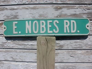 "E. NOBES RD. " Authentic Vintage Embossed Raised Letter Street Sign - Picture 1 of 3