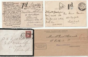 1876/1916 4 ABERDEEN POSTAL HISTORY ARTICOLI SPEDIZIONE DOVUTA ROSSO DUPLEX A PAGAMENTO EX ALFORD - Foto 1 di 2