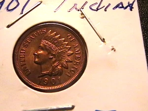 1901 Indian Head Cent Penny, Razor Sharp and Lustrous BU - Imagen 1 de 2