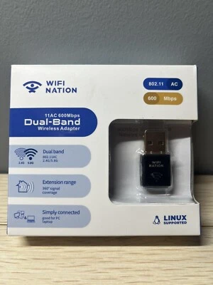 WiFi Nation WiFi Dongle Mini 802.11AC 600 Mbps USB WiFi Adapter  - Image 1 of 2