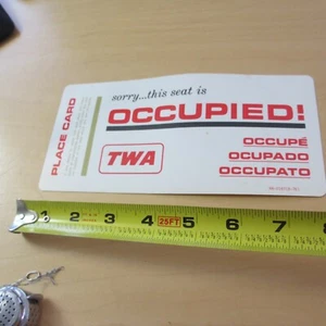 TWA besetzter Sitzplatz Tischkarte Fluggesellschaft Rentner Fluggesellschaften Luftfahrt Sammlerstück - Bild 1 von 4