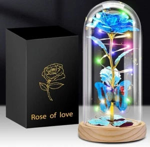 Glass Rose Flower LED Light Up Gifts for Women Mom Wife Girlfriend Christmas - Picture 1 of 5