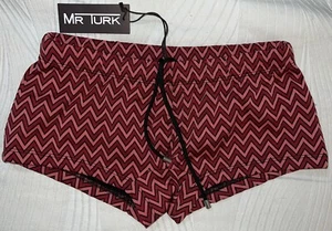 Mr Turk Mens Sorrento Swim Trunk Small S NWT Burgundy Peach Black $158 - Picture 1 of 13