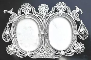 Rare Vintage Asian Filigree 925 St. Silver Photo Frame, 50 Gr. - Picture 1 of 6