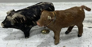 "Figuras vintage hechas a mano de vaca y cerdo de 3"" con piel detallada" - Imagen 1 de 18