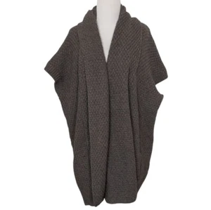 Vince Yak Wool Cardigan Womens Size Medium Brown Knit Short Sleeve Open Sweater - Picture 1 of 12