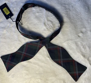 DANIEL CREMIEUX HERREN FLIEGE 100% SEIDE VERSTELLBAR GRÜN/MARINE/ROT KARIERT - Bild 1 von 6