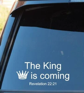 Calcomanía de vinilo The King is Coming pegatina ventana de coche Biblia calcomanía pegatina - Imagen 1 de 1