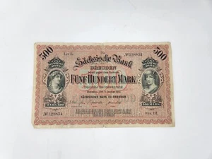 GERMANY SACHSISCHE BANK 500 MARK DRESDEN 1911, SERIES III BANKNOTE - Picture 1 of 4