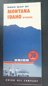 1954 Montana Idaho Wyoming road map Union 76 oil gas - Picture 1 of 4