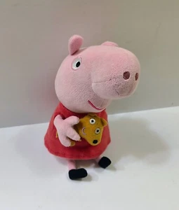 Ty Beanie PEPPA PIG with TEDDY BEAR Stuffed Animal Plush Toy Doll - 2015 - 8" - Picture 1 of 3